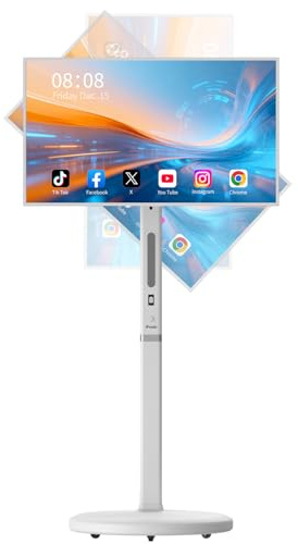 iProda 32-inch Smart Rolling TV Monitor with Wheels, FHD Touch Screen, Android TV (4GB+64GB), Built-in Battery, Full Swivel Rotation, Support Google Store, AirPlay & Screen Share
