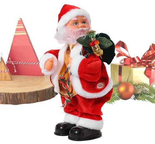 Generisch Babbo Natale musicale – figura elettrica – figura di Babbo Natale con fianchi oscillanti | Per bambini adulti decorazione della casa camera dei bambini appartamento festa di compleanno