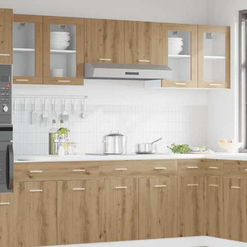 QZZCED Vitrina Colgante Lyon de Roble Artesanal 40x31x60 cm con Puerta Práctica y Amplio Espacio de Almacenamiento para Cocina, Mueble de Vidrio con Madera de Ingeniería Resistente