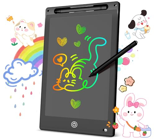 Tavoletta Grafica LCD Scrittura Colorata, Lavagna Digitale Cancellabile con Pulsante Elimina e Blocco Schermo, Giocattolo Educativo e Regalo di Compleanno e Natale (Nero, 12 inch)