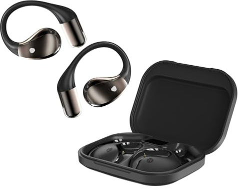 Auriculares inalambricos Deportivos, Cascos lnalámbricos Bluetooth V6.0 Hi-Fi Estéreo, Llamada ENC HD, 40H Auriculares Oreja Abierta con Gancho, IPX7 Impermeable Auriculares para Sport/Running, Negro