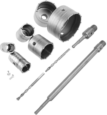 Aramox Juego de Brocas de Núcleo TCT, Cortadores de Agujeros de Mampostería de Tungsteno para Ladrillo de Hormigón con Vástago de Extensión SDS Plus, 10 Uds.