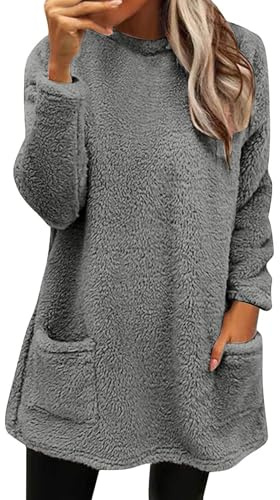 Jersey largo de forro polar sin capucha para mujer