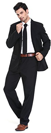 YOU LOOK UGLY TODAY Mens Party Suit Solid Color Jacket Costume Leisure Suit for Holiday Party with Tie & Pants (Black XL)