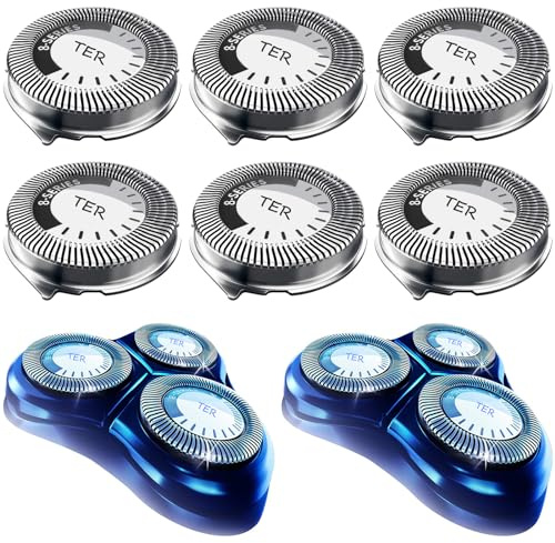 TERMATION HQ8 Ersättningshuvuden för Philips Norelco rakapparater, 6-pack, mäns grooming, roterande huvuden, batteridriven, uppladdningsbar