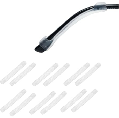 PIPJOY 6 pares de fundas antideslizantes de silicona suave para patillas de gafas graduadas, transparente, L