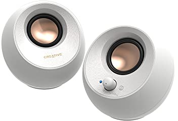 Creative Pebble V3 Minimalistic 2.0 USB-C Desktop Speakers with USB Audio, Clear Dialog Enhancement, Bluetooth 5.0, 8W RMS with 16W Peak Power, USB-A Converter Included (White)