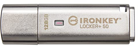 Kingston IronKey Locker+ 50 USB Flash Drive XTS-AES Encrypted for Data Protection with Automatic USBtoCloud Back Up-IKLP50/128GB