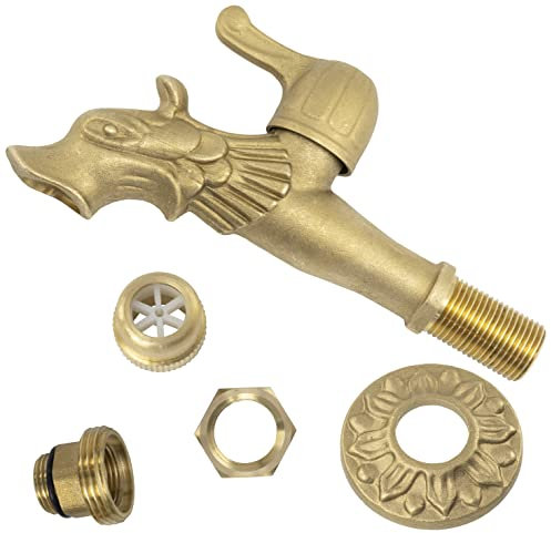 AERZETIX - C60240 - Cannelle murale robinet d'évier 1/2'' tête dragon à manette antique rétro décorative - fontaine ornement salle de bain vintage robinetterie jardin - en laiton