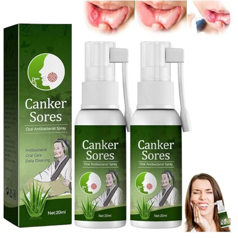 Canker Sores Spray, Oral Relief Mund Geschwür-Spray, Krebs Wund-Linderung Spray, Krebs Wund-Spray, Krebs Mund Wund-Spray, Spray für Krebsgeschwüre, zur Beruhigung und Schutz des Mundes (2 Stück)