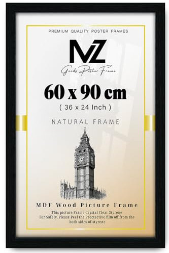 Modern Mdf Wooden Wide Black Frame | 60x90 Cm Poster Frames Durable Sleek Acrylic Front | Jigsaw Puzzle Picture Frames Large Art Display For Home & Office Décor