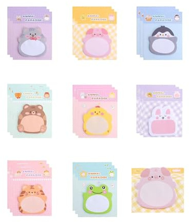 BPTRKOM 24 Livres de Notes Autocollantes d'animaux Dessin animé – Notes Autocollantes Amusantes,Notes Autocollantes d'animaux de Dessin animé colorées pour étudiants, fêtes d'anniversaire d'enfants