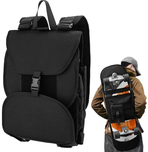 YIBEICO Upgraded Skateboard Backpack Bag for Meepo, Adjustable Foldable Skateboard Shoulder Bag Sports Package,Widen Skateboard Carrier Hanger Travel Backpack (Black)