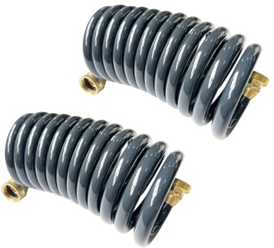 SANFU PU Recoil Garden Water Hose 3/8ID(9.5 x 12.7mm) x 15ft Premium With 3/4Inch Brass Fittings Retractable, Outdoor Patio Hose Marine&Boat, Gray - 2Piece