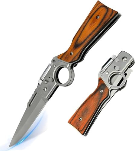 LFXLKVI Large Coltello Flipper Pieghevole Multifunzionale Portatile Edc Coltello con luci e con Clip da Tasca per Regalo da Uomo Campeggio All'Aperto