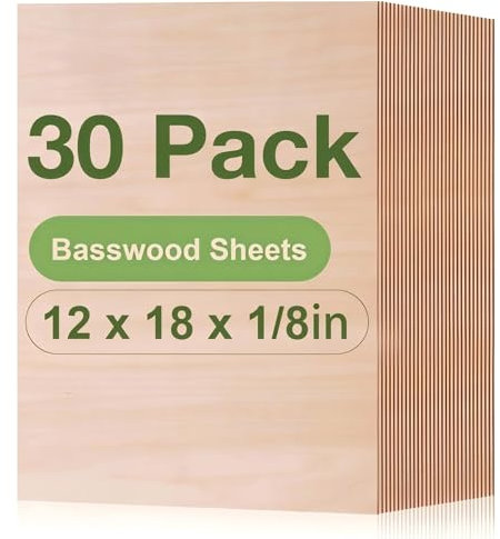 ROBOTIME Linden Furniere Sperrholzplatten, 30 Stück, 420 X 305 X 3mm, Unbehandelte Holzplatte Zum DIY Basteln, Laserbearbeitung, Malen, Brandmalerei, Heimdekoration, Heimwerken Und Modellbau