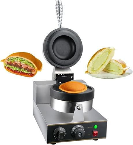 Genérico Máquina para Hamburguesas UFO, máquina de Hamburguesas con Helado, Prensa de Hamburguesas Antiadherente, gofrera giratoria, Calentamiento Doble 50-300 ℃, para Uso doméstico y Comercial