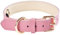 Pink Leather Dog Collar，Padded Collars, Adjustable Soft Strong Design for Small,Medium,Large Breeds (M)