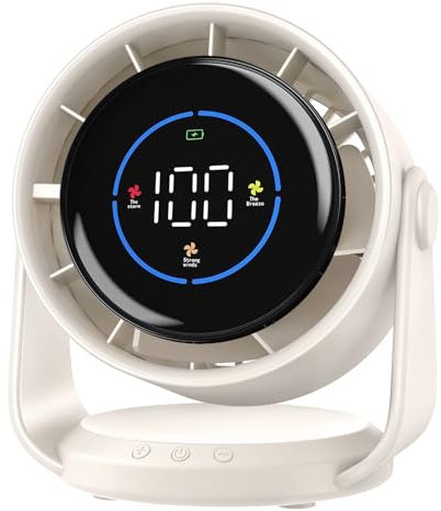 Koala Global Ventilateur Silencieux Ultra Puissant, Ventilateur de Bureau à 100 Vitesses et tête rotative à 105° Rechargeable USB, Portable pour Bureau, Maison, Chambre, Voiture