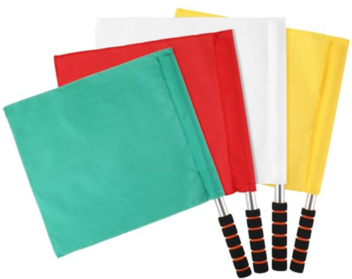 HANABASS Referee Flag Set with Stainless Steel Poles and Sponge Handles High Visibility Hand Signal Flags 17.7X14.2In for Soccer Track Volleyball Officiating