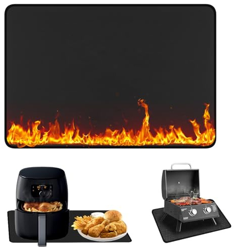60 x 40cm Tapete Ignífugo,Material PU Alfombrilla Ignífuga Barbacoa Protectora,Tapete Plegable de Silicona Ignífugo,Alfombrilla Impermeable para Barbacoa para Cafeteras,Freidoras de Aire y Microondas