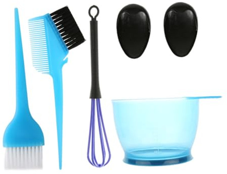 CIYODO 5 Piezas Profesional de Herramientas para Teñir Cabello Kit de Tinte con Cuenco Medidor Antideslizante Pincel de Cerdas Mixtas y de Oídos Reutilizable para Salón y Hogar Color Azul