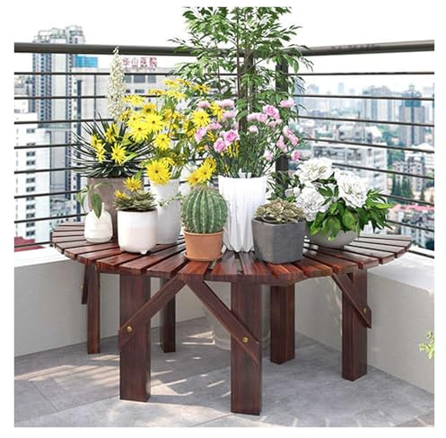 BZJPRFC Banc d'arbre Semi-Circulaire, Siège D'extérieur Demi-Rond, Support De Fleurs De Balcon De Jardin en Bois Massif, Combinaison Libre De Formes, Facile À Installer