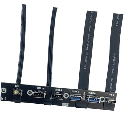 5 Port USB PC Front Panel Bracket 2xUSB3.0 2xUSB2.0 1xUSB C 20G With LED Switches Bracket For PC Case Desktop Chassis USB C Front Panel For Desktop Chassis