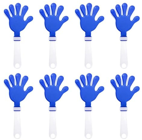 8 Pcs Hand Clappers, Colorful Plastic Noise Makers for Cheering (28cm,Blue) | Fake Hand Noise Makers for Sporting Events Basketball Football Game Party Favors, Clapper, Clackers