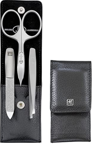 Zwilling Twinox Maniküre Nagel-Set 3teilig Pediküre Pflege Reise Hände Füße Mann Frau Nappaleder Druckknopf Nagelschere Pinzette Nagelfeile schwarz 97266-004-0