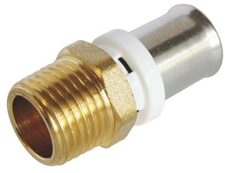 SOMATHERM FOR YOU, Raccord droit mâle à sertir pour tube multicouche Ø16 M15/21 - Compatible avec outillage U, H, TH - Norme NF 545 - Étanchéité optimale avec joints toriques