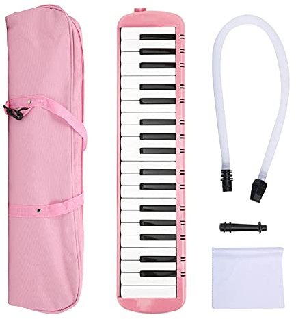 Teclado de 37 Teclas Melodica, Kit de Soplete Melodica para Entrenamiento Profesional Principiante (Rosa)