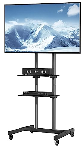 VEVOR TV Ständer mit Rollen Universal 1510-1696 mm Höhenverstellbar, 100 x 100 mm, 400 x 600 mmm 59,8 kg Belastbar Bodenständer Standfuß Mobil Wagen Fernsehständer, Stabile Halterung Fernsehtisch