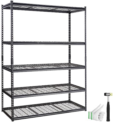 VEVOR Lagerregal 5-stufig verstellbar 907,2 kg Kapazität Garagenregale, Metall-Organizer Drahtregal schwarz 152,4 x 61 x 198,1 cm für Küche, Speisekammer Keller Badezimmer Wäscheschrank