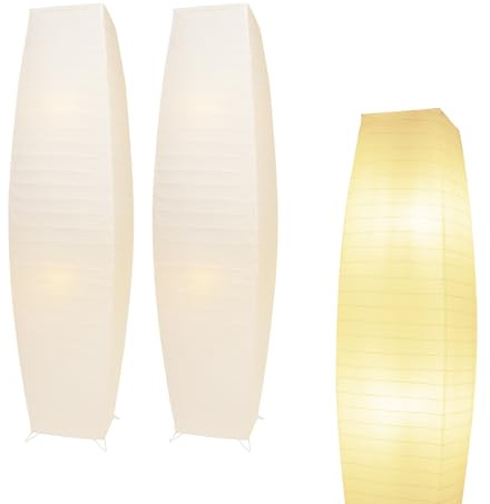 HonoDing Lámpara de papel para salón con tapa de papel blanco, interruptor de pie, ideal como lámpara de suelo de papel para la decoración del salón y el dormitorio(2PCS)
