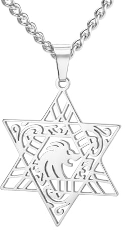 Dreamtimes Estrella de David Collar para hombre Estrella de David Collar con colgante de estrella judía para mujeres Joyería judía Joyería de estrella judía (plata)