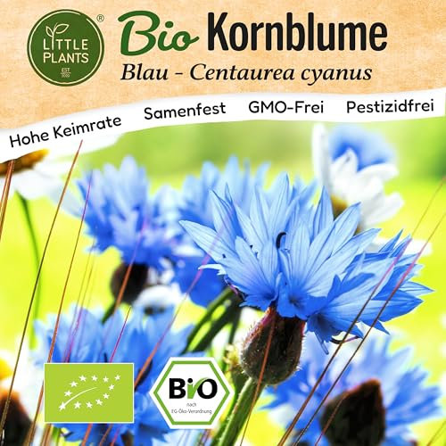 Little Plants BIO Kornblumen Samen 150 Kornblumensamen Blumensamen für Blumenkübel Samenfest Blumen Samen für Balkon und Garten
