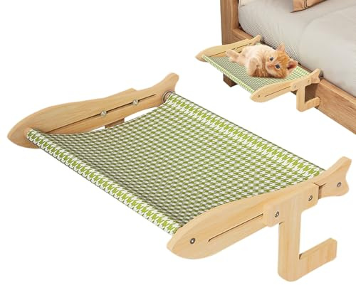 Cat Window Perches - Cat Window Bed Hammock | Sturdy Wooden Hammock | Breathable Perch With Detachable Cushion | Ideal Pet Furniture For Indoor Windowsills, Bedsides, Balconies, And Patios
