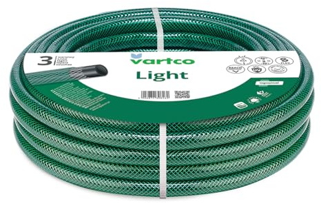 Vartco Light 3-lagers vattenslang, flexibel trädgårdsslang, bevattningsslang för trädgården, korsflätad polyester, UV-resistent, 25 bar