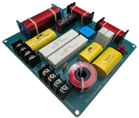 HiQltyla 3 Way Speaker Crossover, WEAH-3505A 300W Adjustable Passive Crossover for Car Home Audio 4 to 8 Ohm Bass Mediant Tweeter