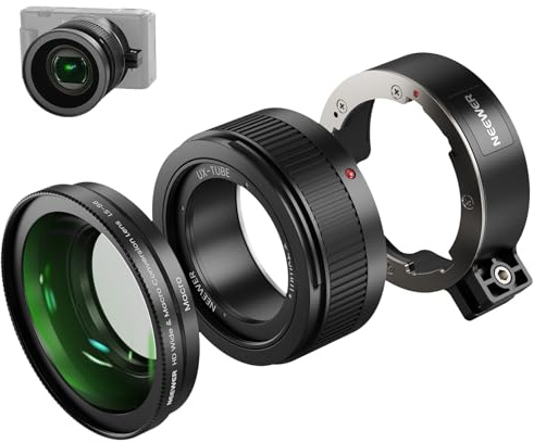 NEEWER Obiettivo Grandangolare Compatibile con Sony ZV-1 II (ZV-1 M2), Lente Aggiuntiva Grandangolare 18mm + Macro 10X HD 2 in 1 con Tubo di Prolunga, Accessori Fotocamera ad Attacco Baionetta, LS-86