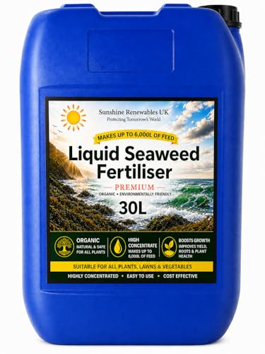 Seaweed Fertiliser Premium Liquid (1:200) – Organic Plant Feed for Vegetables, Flowers, Lawns & Shrubs – Sunshine Renewables UK (30L)