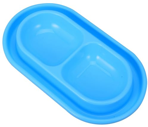SHINEOFI Comedero Doble para Mascotas Pequeñas y Medianas Cuencos Antihormigas y Soporte Elevado Antiderrame de Plástico Azul para Perros y Gatos en Exteriores