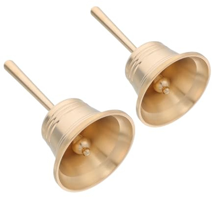 HORIALENCE 2 St Solid Brass Hand Call Bell Resonant Elegant Dekorativ Design för Bröllop Klassrum Djurträning och Hemvård Lättanvänd Signal Serviceklocka