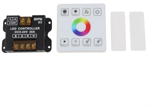 Controlador LED de panel táctil, regulador RGB DC 5V-24V con control remoto inalámbrico RF, panel táctil capacitivo para tiras de luces LED, función de memoria, blanco y negro