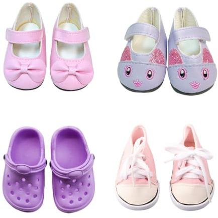 Juego de 4 pares de accesorios de zapatos de muñeca, zapatos de muñeca coloridos de 14 a 18 pulgadas, A