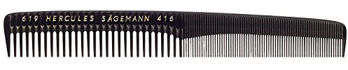 HERCULES SÄGEMANN - 619-416 Kamm | Hochwertiger 7 Zoll Haarschneidekamm mit extra Zahnflanken | Vereinfacht Haare schneiden mit Messer, Schere und Haarschneidemaschine | Farbe: Schwarz