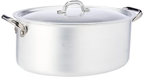 Pentole Agnelli Linea Alluminio 3 mm Professionale Casseruola Ovale con Maniglie Inox e Coperchio, Argento, 32 cm