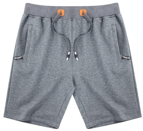 LY4U Pantalones Cortos de Verano para Hombre con Bolsillos con Cremallera Cintura Elástica Casual Gris Oscuro L