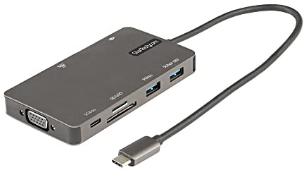 StarTech.com Adaptateur Multiport USB-C - Dock de voyage HDMI 4K 30Hz ou VGA - Hub USB 3.0 5Gbps - 100W Power Delivery - SD/Micro SD - GbE - Mini Dock USB Type-C - 30cm (DKT30CHVSDPD)